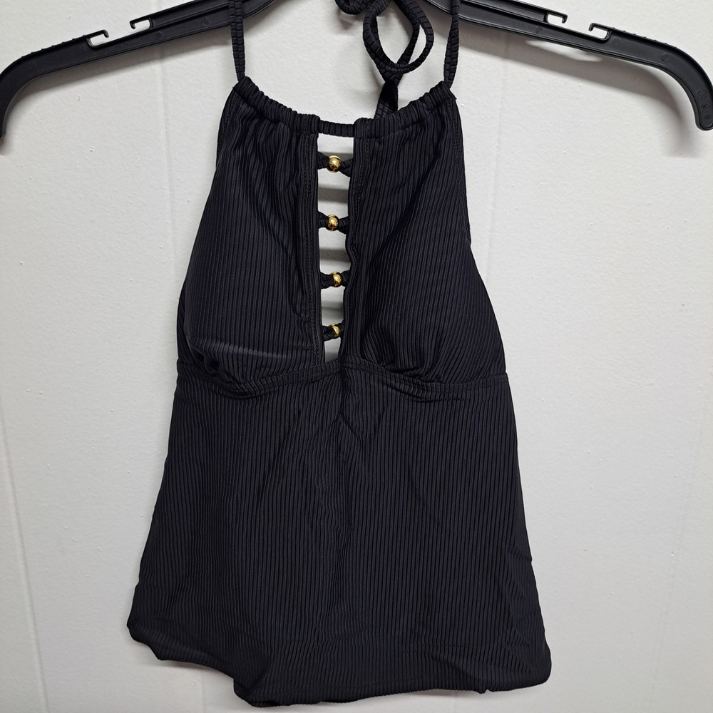 Salt + Cove Women's‎ Ringing It Halter Swim Top Black Size S